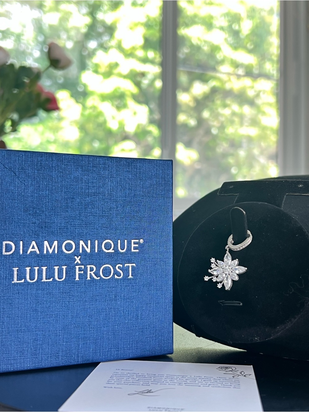 Diamonique and Lulu Frost Collab flower CZ Pendant in Sterling Silver